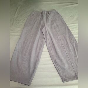 IXIMO Gray Wide-Leg Pants size large linen cotton blend